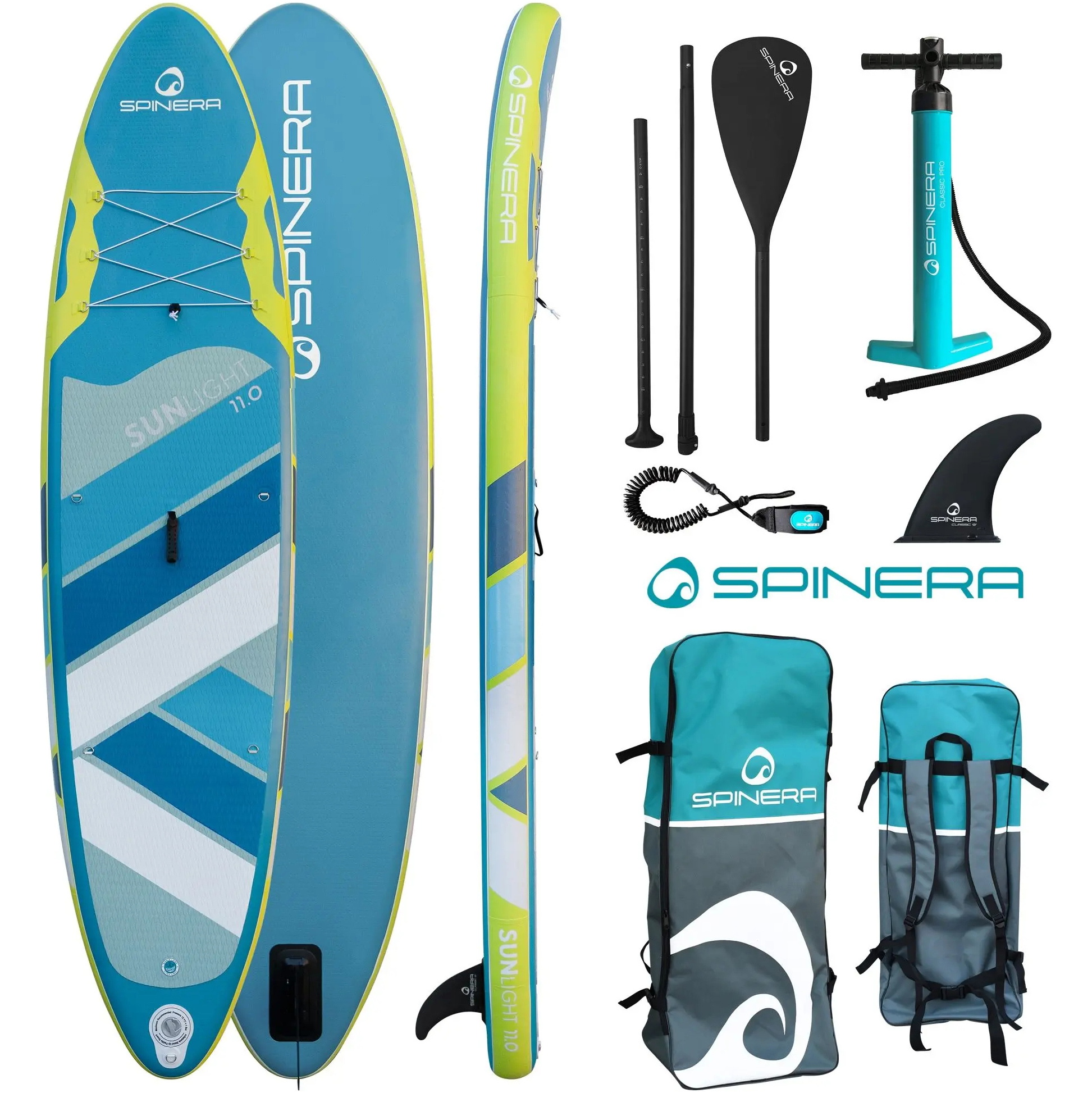 2026 Spinera Sun Light iSUP ULT 11'0 Package SP-SUP-SUNL-110 - Blue / Yellow